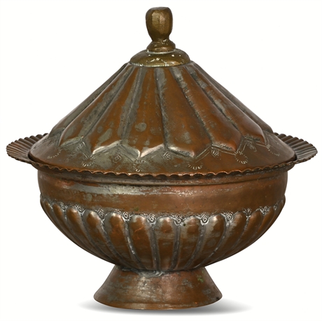 Antique Copper Pedestal Bowl