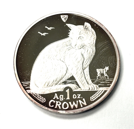 Silver Proof Cat Crown 1990 Silver Coin