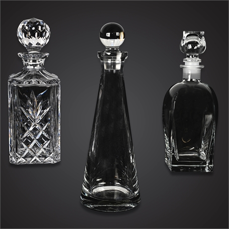 Elegant Glass Decanter Trio – Pottery Barn, Italian, Cut Look