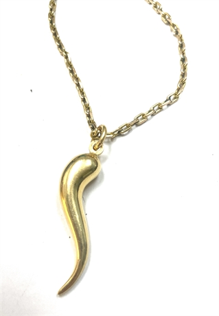 14K Gold Horn Pendant and Chain