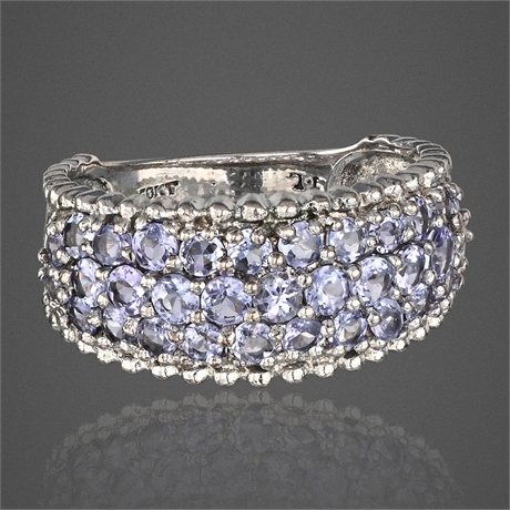 10K White Gold Tanzanite Band Ring 1.25ctw JL Signed, Size 7.25