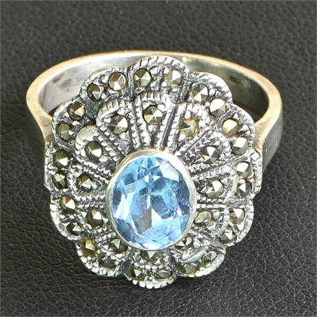 Sterling & Marcasite Ring Size 8