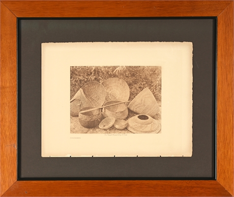 Edward S. Curtis Photogravure "Hupa Baskets" (1923, Volume 13)