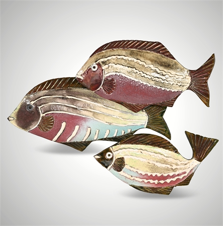 Mid-Century Modern Multicolor Ceramic Fish Wall Sculpture – Handcrafted