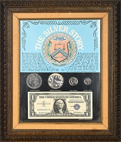 The Silver Story Framed Display – 1881 Morgan Dollar & 1957 $1 Certificate