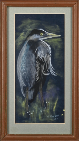 Heron On A Cold Day Original Pastel