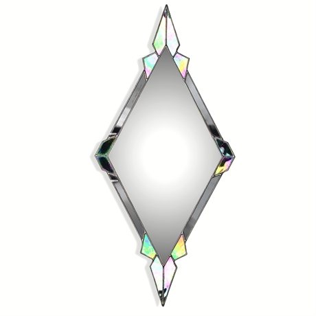 1995 Armijo Iridescent Stained-Glass Geometric Mirror