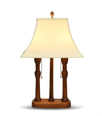 Three Column Walnut Table Lamp