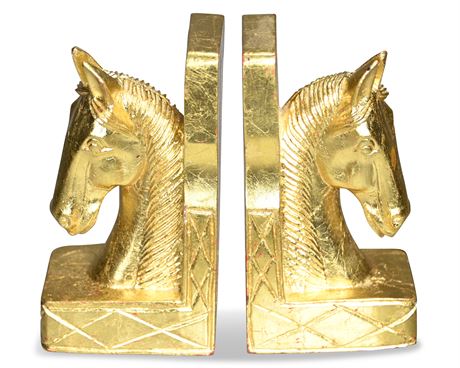 Giltwood Equestrian Bookends