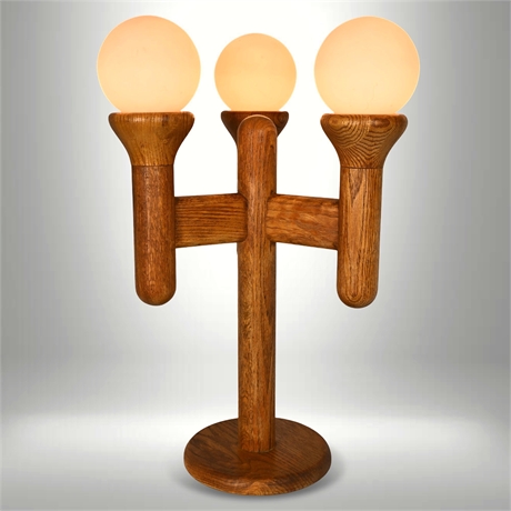Cactus Lamp by Charles Gibilterra for Modeline — Solid Oak, 3-Light, 1970s
