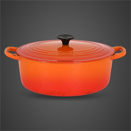 Le Creuset Flame Cast Iron Oval Cocotte — Made in France, Size C, c. 1980s