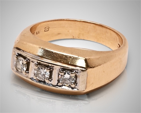 14k Gold Gents Diamond Ring