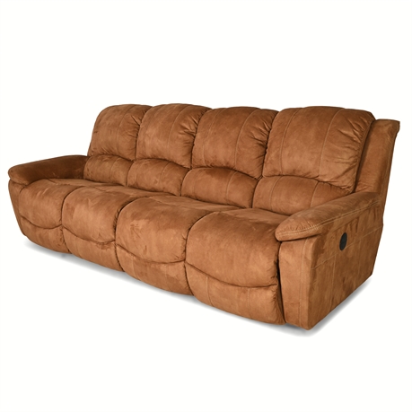 La-Z-Boy 4-Seat Power Reclining Sofa – Micro Suede, Contrast Stitching