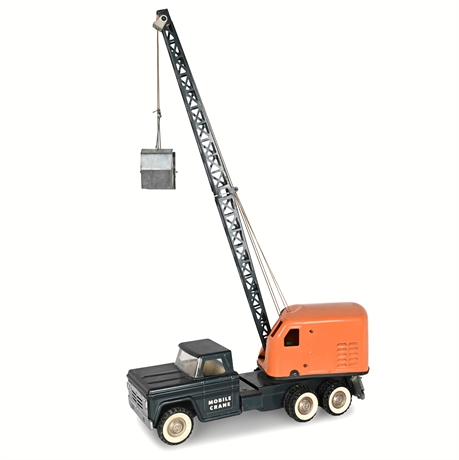 Structo Tin Mobile Crane Truck w/ Boom & Clamshell – All Original, 1959–62