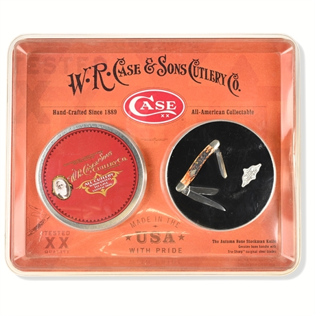 Case XX 2003 Autumn Bone Stockman Knife #6318 – Collectible Tin, USA Made