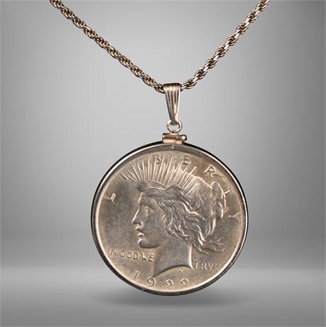 1922 Silver Peace Dollar Necklace