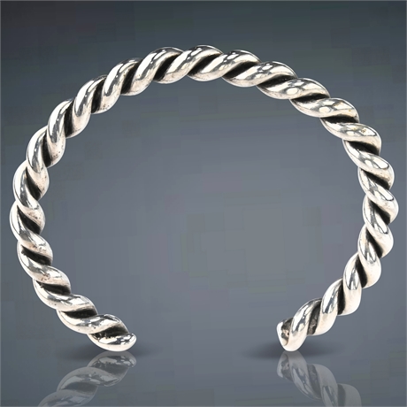 6.15mm Thick Sterling Silver Twist Cuff