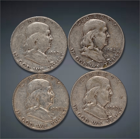 (4) 1952 Franklin Silver Half Dollars