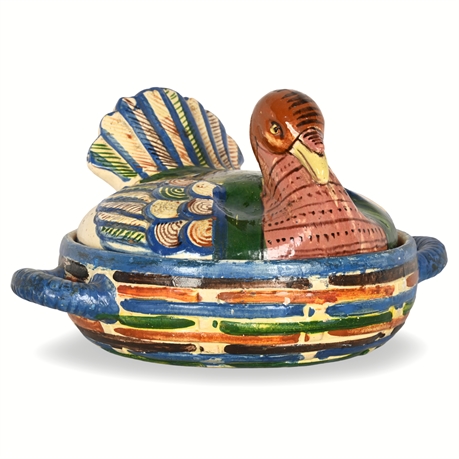 Tlaquepaque Folk Art Pottery "Turkey" Cazuela