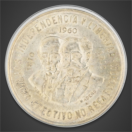 1960 Mexico Ten Pesos – Silver, Independence Commemorative, Mo