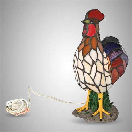 Stained Glass Rooster Night Light — 11" Handcrafted Resin Base