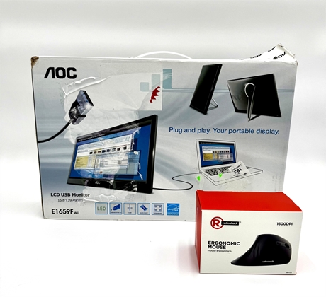 Portable USB Monitor & Ergonomic Wireless Mouse Bundle