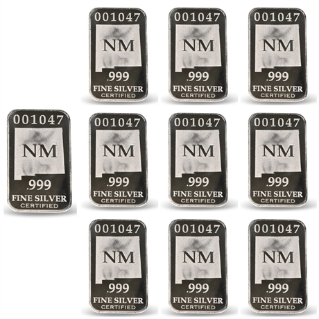 5 Troy Oz. New Mexico .999 Silver Ingots