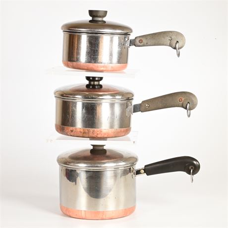 (3) Revere Ware Copper Clad Pots
