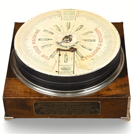 Early 1900s Boye Needle Company Rotating Needle & Shuttle Display Case