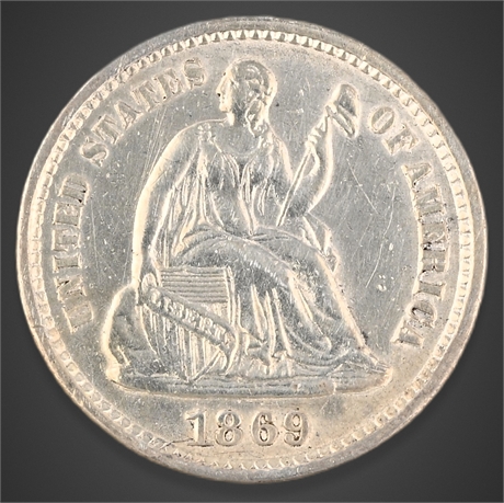 1869 U.S. Seated Liberty Half Dime – San Francisco Mint – .900 Silver