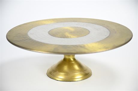 Hammered Brass Cake Plate