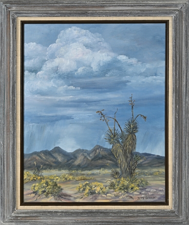 Bess Gephart New Mexico Desert Landscape Oil Painting – 25"x21" Framed