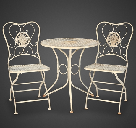 Vintage Iron Bistro Set – Table & Chairs