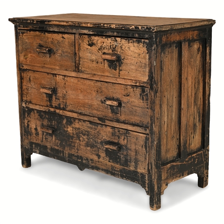 c.1900 British Colonial Solid Wood Chest of Drawers — Distressed Finish