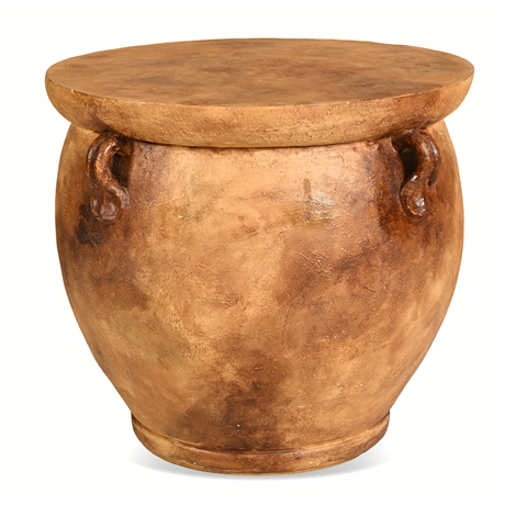 Large Faux Terracotta Jar Table w/ Handles 24.5"