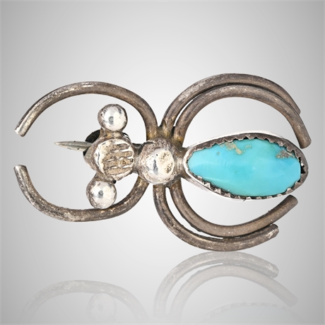 Vintage Navajo Sterling Turquoise Beetle Hat Pin