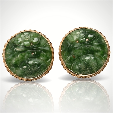 14K Gold and Natural Jade Cufflinks