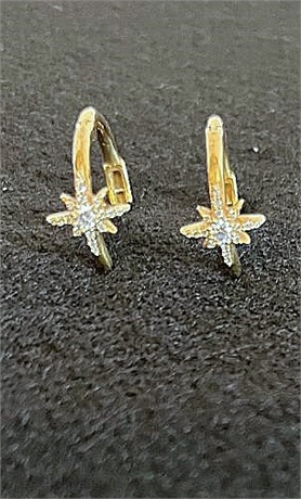 Diamond Huggy Hoop Sterling Silver Earrings With 18k Gold Plating