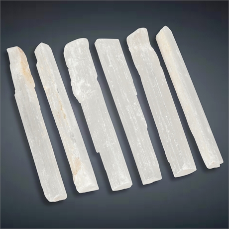 Set of (6) Selenite Crystal Sticks