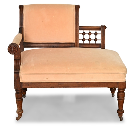 Victorian Aesthetic Gossip Bench w/ Casters, c.1880