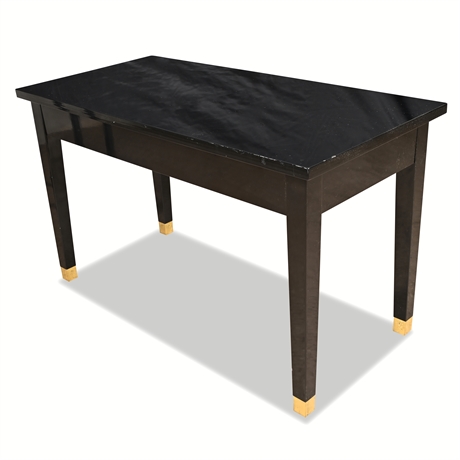 Black Lacquer Piano Bench with Brass Capped Feet