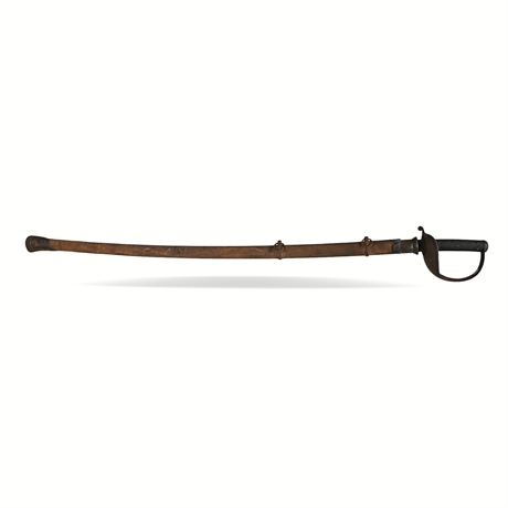 Antique European Cavalry Trooper's Sword with Leather-Covered Scabbard