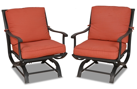 Pair Iron Rocking Patio Chairs