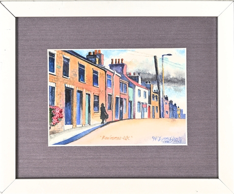 Lynne L. Lewis “Rowhouses, UK” 1994 Signed Original Watercolor
