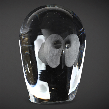 Hanne Dreutler for Målerås Crystal Owl Sculpture, Signed