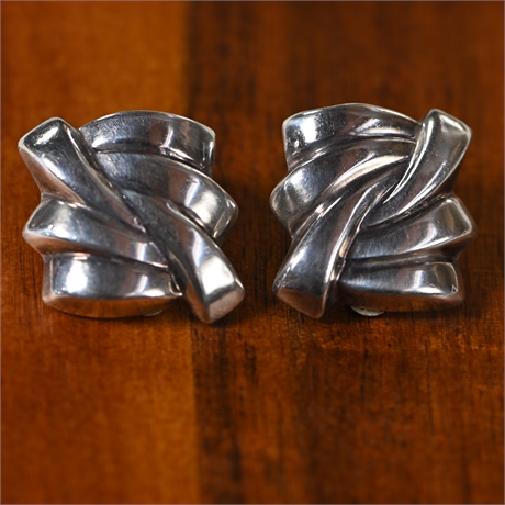 Vintage Sterling Silver Modernist Earrings