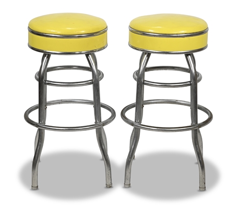 Pair Vintage Diner Style Bar Stools by Cosco