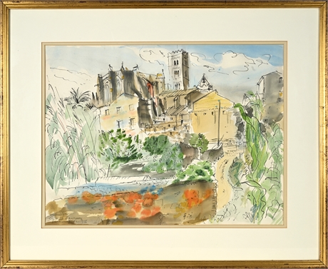 Watercolor & Ink of Castelló d’Empúries, Catalonia – Signed 1986