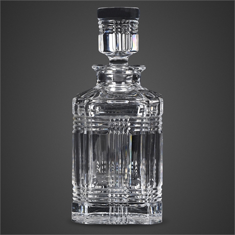 Ralph Lauren “Glen Plaid” Crystal Decanter – Hand-Cut 27 oz, Signed RL