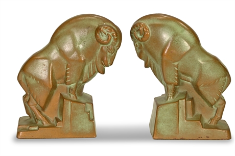 Pair of Ram Bookends by McClelland Barclay, 1920s